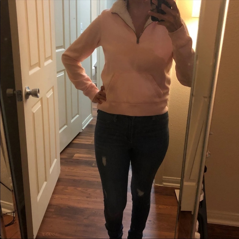 Half Zip Sherpa Pink Hollister Sweater
